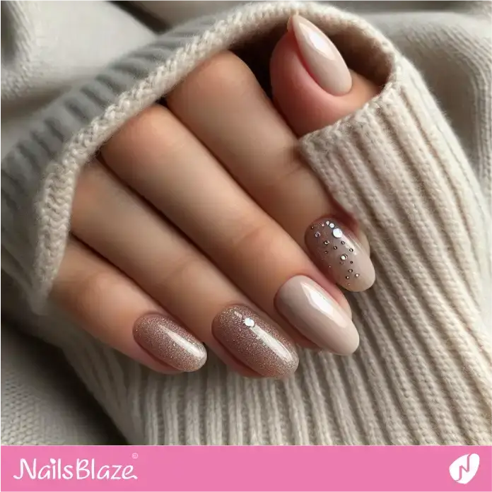 Ivory Office Nails with Shimmer Design | Professional Nails - NB3054